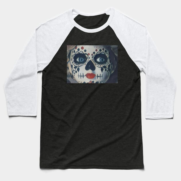 Suspicions Sugar Skull Girl Baseball T-Shirt by ReanimatedStore
